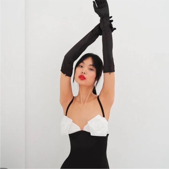 For love & Lemons🖤🤍 Midi Dress w/ roses• NWT • MEDIUM - Picture 4 of 12